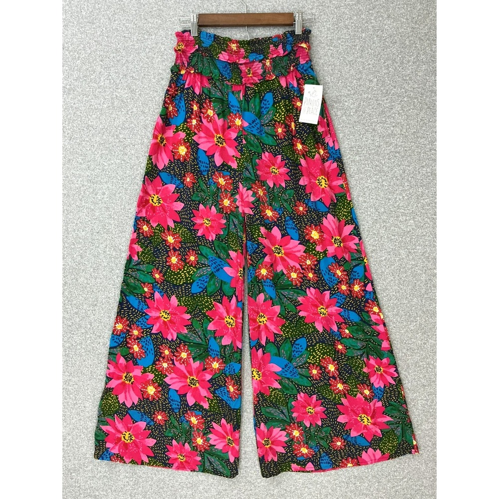 Patrons of Peace Smocked Wide-Leg Pants Size M Floral Dopamine BOHO Festival NWT - Picture 1 of 9